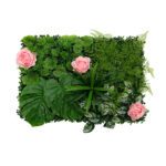 mur vegetal artificiel montsera et roses