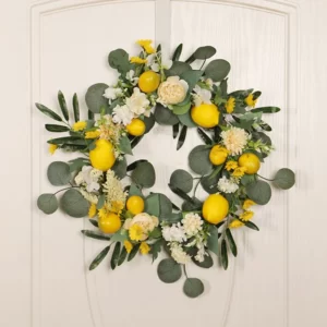 couronne artificielle citron et fleurs 4