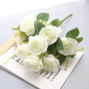 bouquet rose blanche artificielle