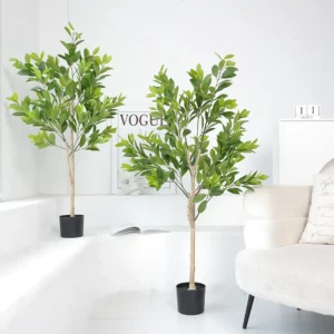 kf Sc08d9297f5b640ed90d2ad69b963f7b5C Grand Ficus Artificiel avec Feuilles de CypNatural et Tronc Faux Banyan en Pot Plante Verte de